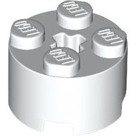 Brick Round 2 × 2 with Axle Hole White