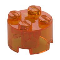 Brick Round 2 × 2 with Axle Hole Trans-Orange