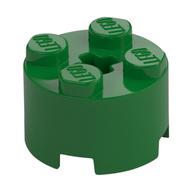 Stein rund 2 × 2 mit Achsloch Grün