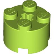 Brick Round 2 × 2 with Axle Hole Lime