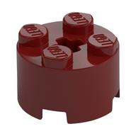 Brick Round 2 × 2 with Axle Hole Dark Red