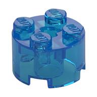 Brick Round 2 × 2 with Axle Hole Trans-Dark Blue