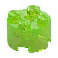 Brick Round 2 × 2 with Axle Hole Trans-Bright Green