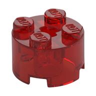 Stein rund 2 × 2 mit Achsloch Transparent-Rot