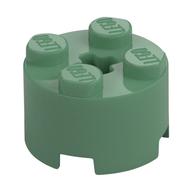 Stein rund 2 × 2 mit Achsloch Sandgrün