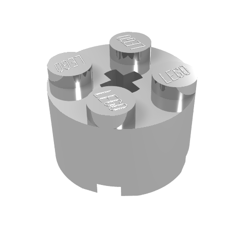 Brick Round 2 × 2 with Axle Hole Chrome Silver