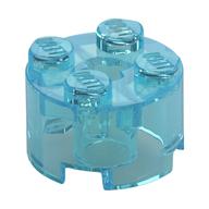 Stein rund 2 × 2 mit Achsloch Transparent-Hellblau