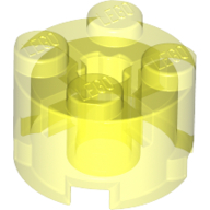 Brick Round 2 × 2 with Axle Hole Trans-Neon Green