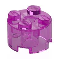 Brick Round 2 × 2 with Axle Hole Trans-Dark Pink