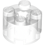 Brick Round 2 × 2 with Axle Hole Trans-Clear