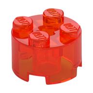 Brick Round 2 × 2 with Axle Hole Trans-Neon Orange