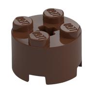 Brick Round 2 × 2 with Axle Hole Brown