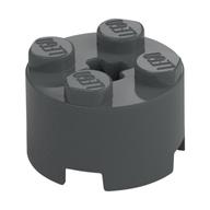 Brick Round 2 × 2 with Axle Hole Dark Bluish Gray