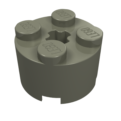 Stein rund 2 × 2 mit Achsloch Dunkelgrau