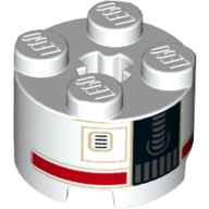 Brick Round 2 × 2 with DD-BD Droid print White