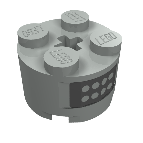 Brick Round 2 × 2 with Buttons on Black Panel Print on Two Sides Light Gray