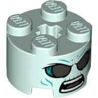 Brick Round 2 × 2 with Axle Hole with Ghost Face Print Hellaqua