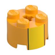 Brick Round 2 × 2 with Yellow Square print Leuchtendes Hellorange
