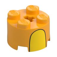 Brick Round 2 × 2 with Yellow Curved Stripe print Leuchtendes Hellorange