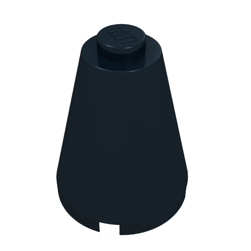 Cone 2 × 2 × 2, Solid Stud Black