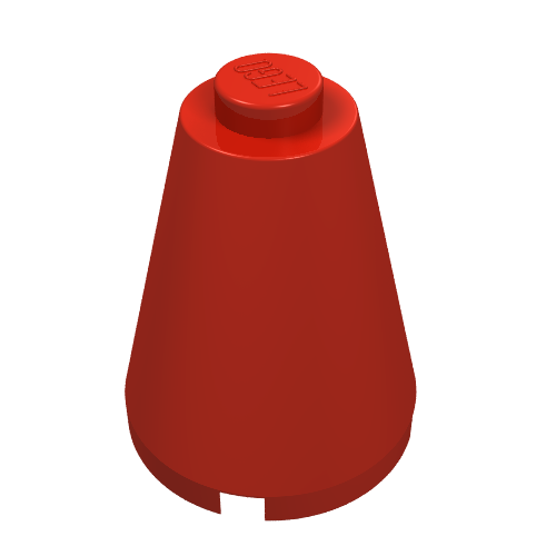 Kegel 2 × 2 × 2, massiv Noppe Rot