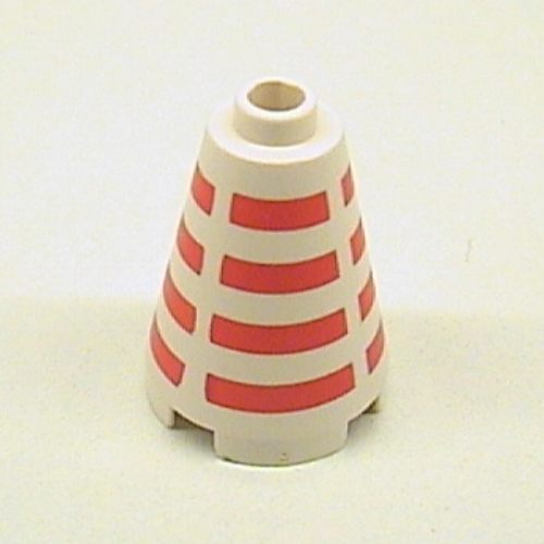 Cone 2 × 2 × 2, Open Stud with Horizontal Red Stripes Print Weiß