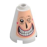 Cone 2 × 2 × 2, Open Stud with Light Nougat Face, Scary White Teeth Smile, Black Eyes with Curl, Dark Pink Cheeks print Weiß