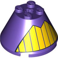 Cone 4 × 4 × 2, Axle Hole with Yellow Teeth Print Dark Purple