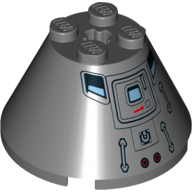 Cone 4 × 4 × 2, Axle Hole with Saturn V Capsule Hatch and Window Print Dunkelblaugrau