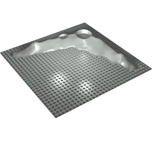 Baseplate Raised 32 × 32 Craters without Crater Studs Hellgrau