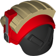 Helmet Ridged, Red Headset, Black Neck Protector Red