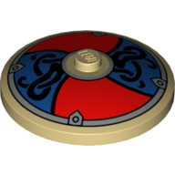 Dish 4 × 4 Inverted [Radar] with Viking Red and Blue Shield Print Beige