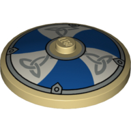 Dish 4 × 4 Inverted [Radar] with Viking Shield Blue / White Sections and Silver Ornament Print Tan