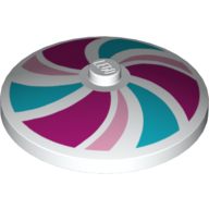 Dish 4 × 4 Inverted [Radar] with Bright Pink, Magenta and Medium Blue Swirls Print Weiß