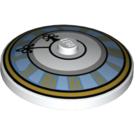 Dish 4 × 4 Inverted [Radar] with Clock Face Light Blue with Roman Numerals Print