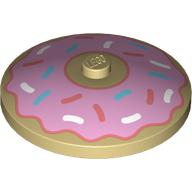 Dish 4 × 4 Inverted [Radar] with Pink Glazed Donut, Sprinkles print in Tan