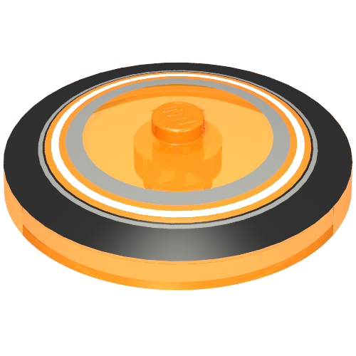 Dish 4 × 4 Inverted [Radar] with Black, Orange, and Metallic Silver Circles Print Trans-Neon Orange