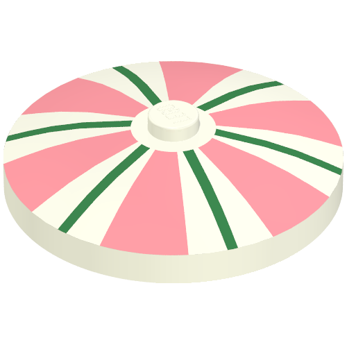 Dish 4 × 4 Inverted [Radar] with Pink and Green Stripes Print Space Radar White