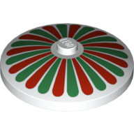 Dish 4 × 4 Inverted [Radar] with Stripes Red/Green Petals Print