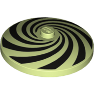 Dish 4 × 4 Inverted [Radar] with Black Spiral Lines print Gelbgrün