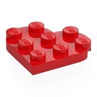 Plate Angled 3 × 3 with Heart Shape Red