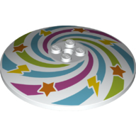Dish 8 × 8 Inverted [Radar] with Purple, Azure, Lime Swirls, Orange Stars, Yellow Lightning print Weiß