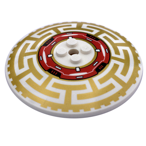 Dish 8 × 8 Inverted [Radar] with Red, Black and Pearl Gold Geometric Print White