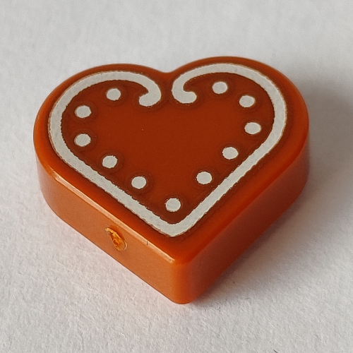 Tile 1 × 1 Heart with Cookie, White Icing print Dunkelorange