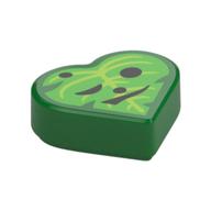Tile 1 × 1 Heart with Bright Green Leaf, Face print (Korok) Green