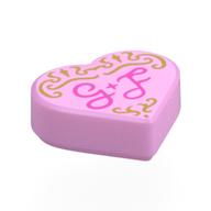 Tile 1 × 1 Heart with Dark Pink 'G + F', Gold Decorations print Leuchtrosa