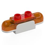 Duplo Siren with Light & Sound, 1 × 2 White Base with Red Button Trans-Orange