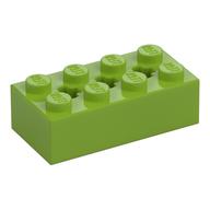 Brick Special 2 × 4 with 3 Axle Holes Lime