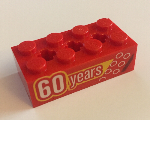 Brick Special 2 × 4 with 3 Axle Holes with '60 Years' print