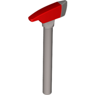Weapon Axe With Red Head Flat Silver